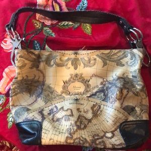 Vintage map print shoulder bag